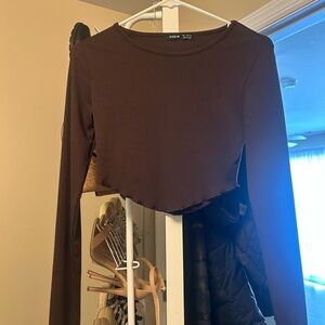 SHEIN Chocolate Brown Long Sleeve Bodysuit